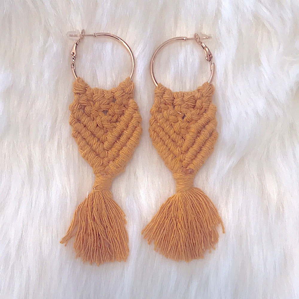 🆕Trendy Macrame Earrings Handmade w/ L♥️VE; Boho Bohemian Style🪶Light Weight - Picture 6 of 16
